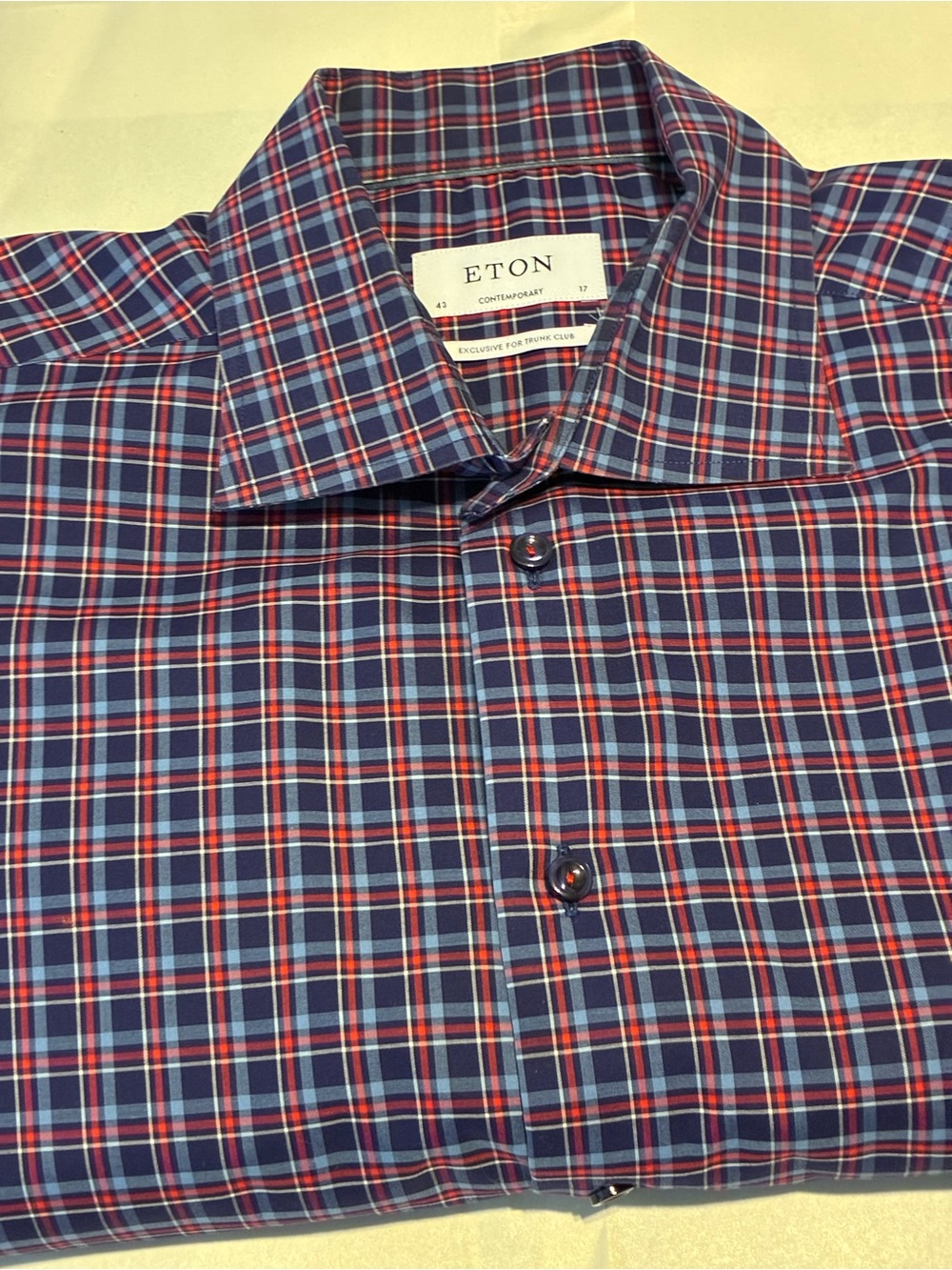 Mens ETON Red/Blue Plaid Shirt